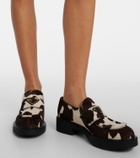 Prada Chocolate cow-print calf hair loafers