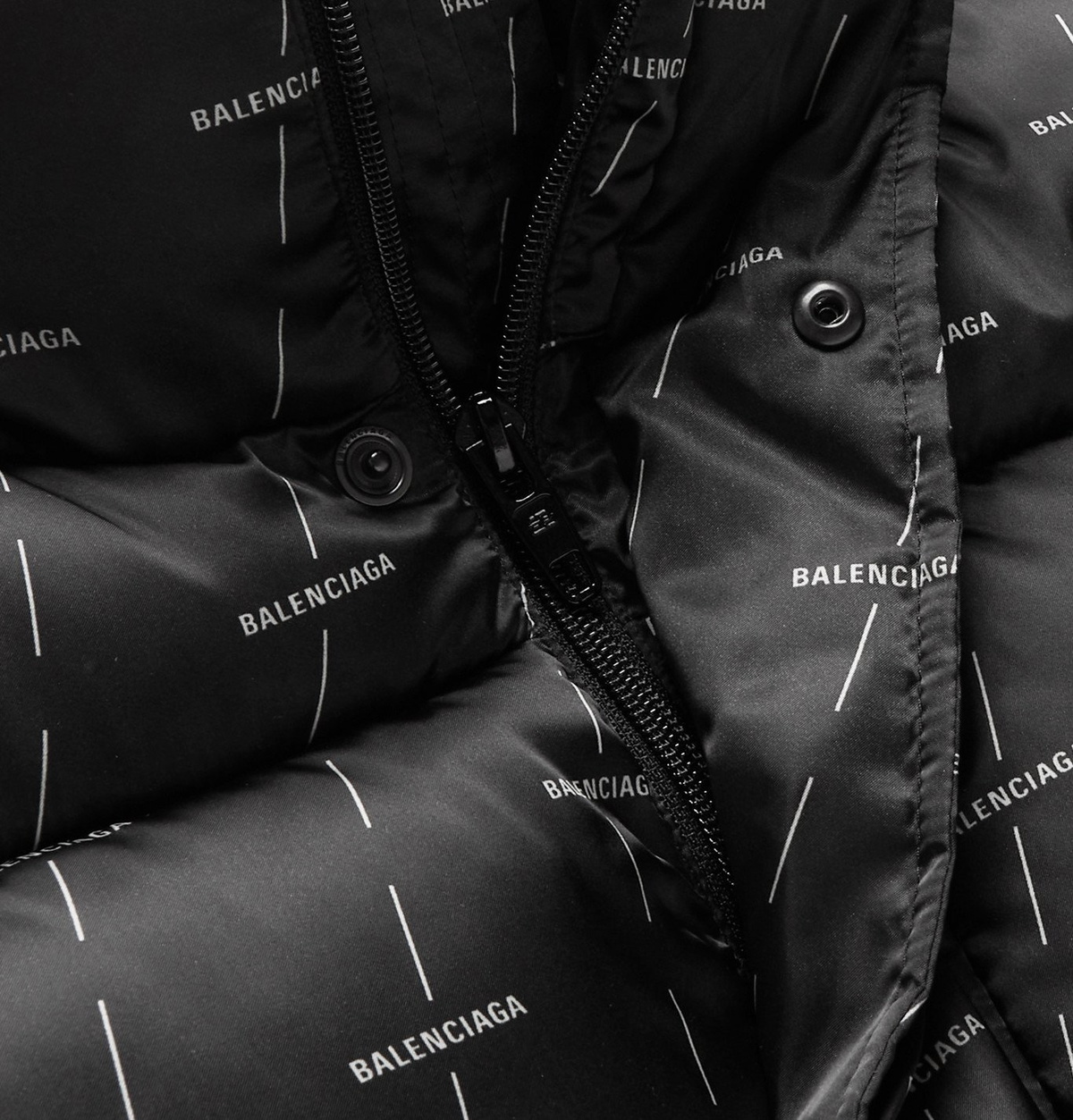 BALENCIAGA - Padded Quilted Logo-Print Shell Jacket - Black Balenciaga