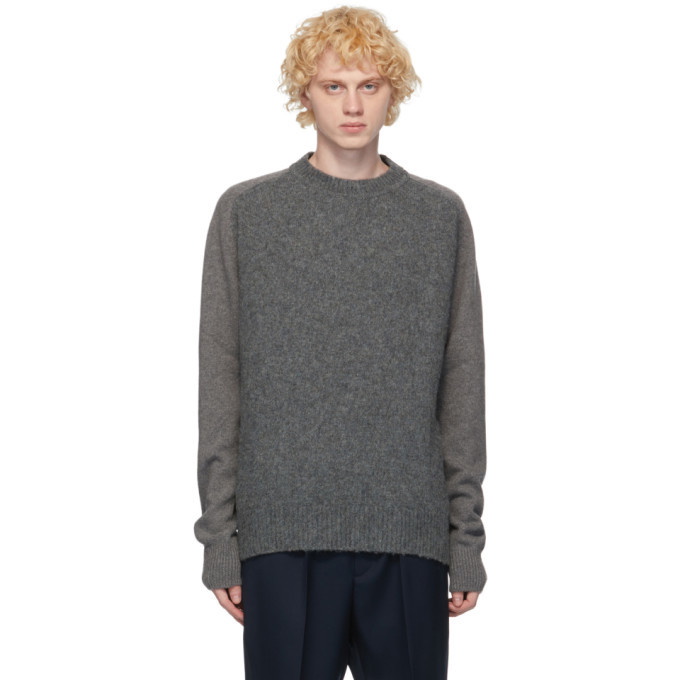 Photo: Jil Sander Grey Wool Panelled Sweater
