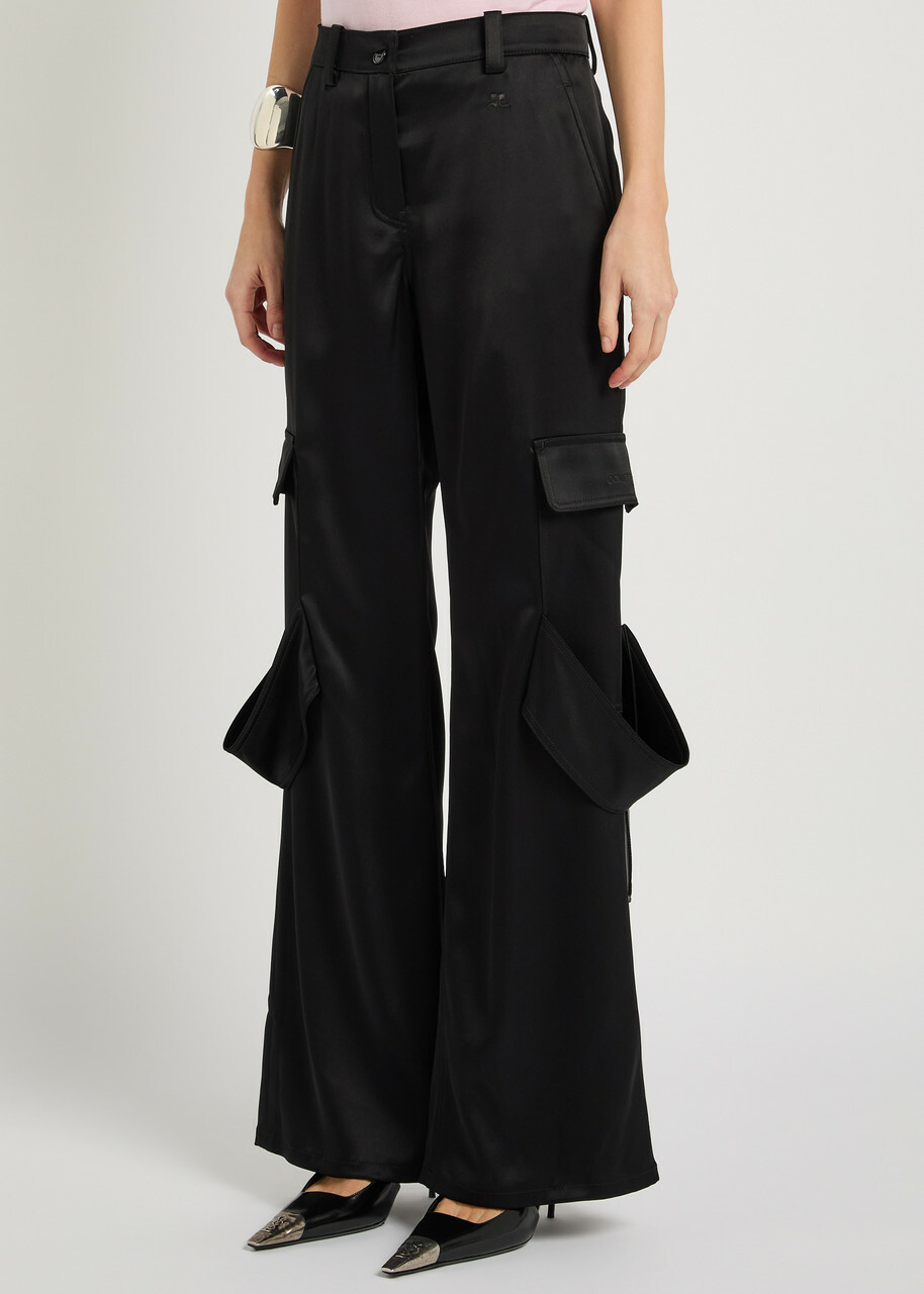 Courrèges Utility Chaps Satin Trousers Black