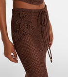 Bananhot Cori open-knit lamé maxi skirt