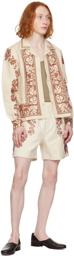 Bode Beige Rose Garland Long Sleeve Shirt