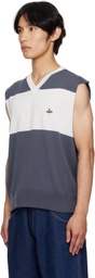 Vivienne Westwood White & Blue Ollie Sweater Vest