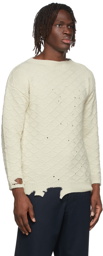 Maison Margiela Off-White Wool Distressed Sweater