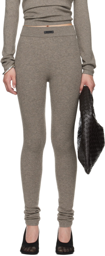 Photo: Fear of God ESSENTIALS Brown Soft Rib Leggings