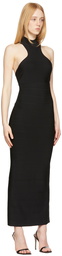 Herve Leger Black Halter Icon Long Dress