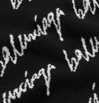 Balenciaga - Oversized Logo-Jacquard Wool-Blend Sweater - Black