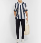 AMI - Slim-Fit Camp-Collar Striped Cotton Shirt - Blue