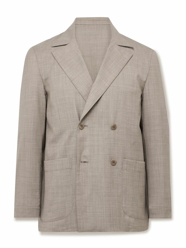 Photo: Stòffa - Unstructured Double-Breasted Wool Suit Jacket - Brown