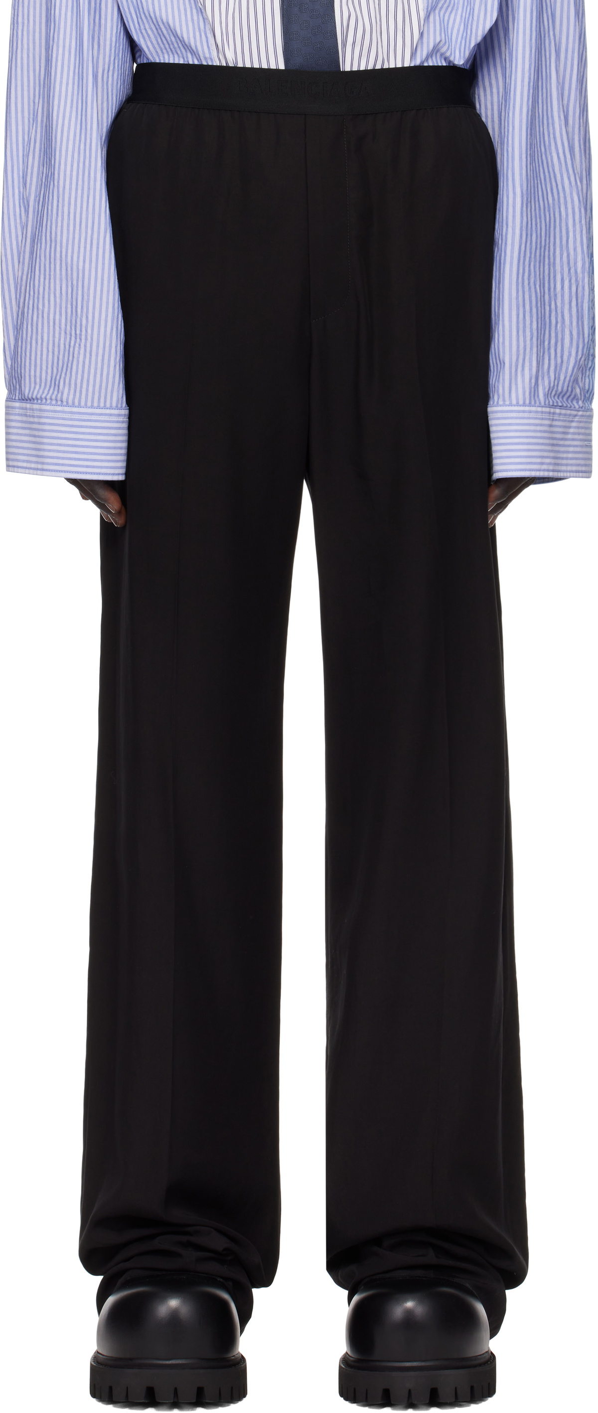 Balenciaga Black Fluid Poplin Large Elastic Trousers