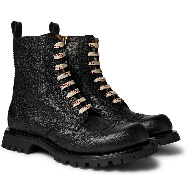 Photo: Gucci - New Arley Full-Grain Leather Brogue Boots - Black