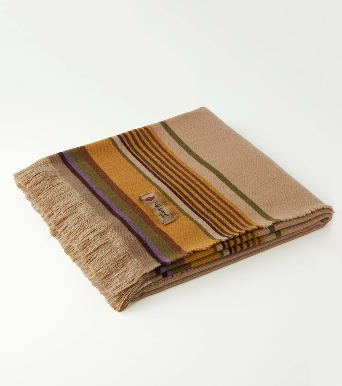 The House of Lyria Grottesco striped silk and wool-blend blanket