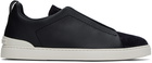 ZEGNA Navy Triple Stitch Sneakers