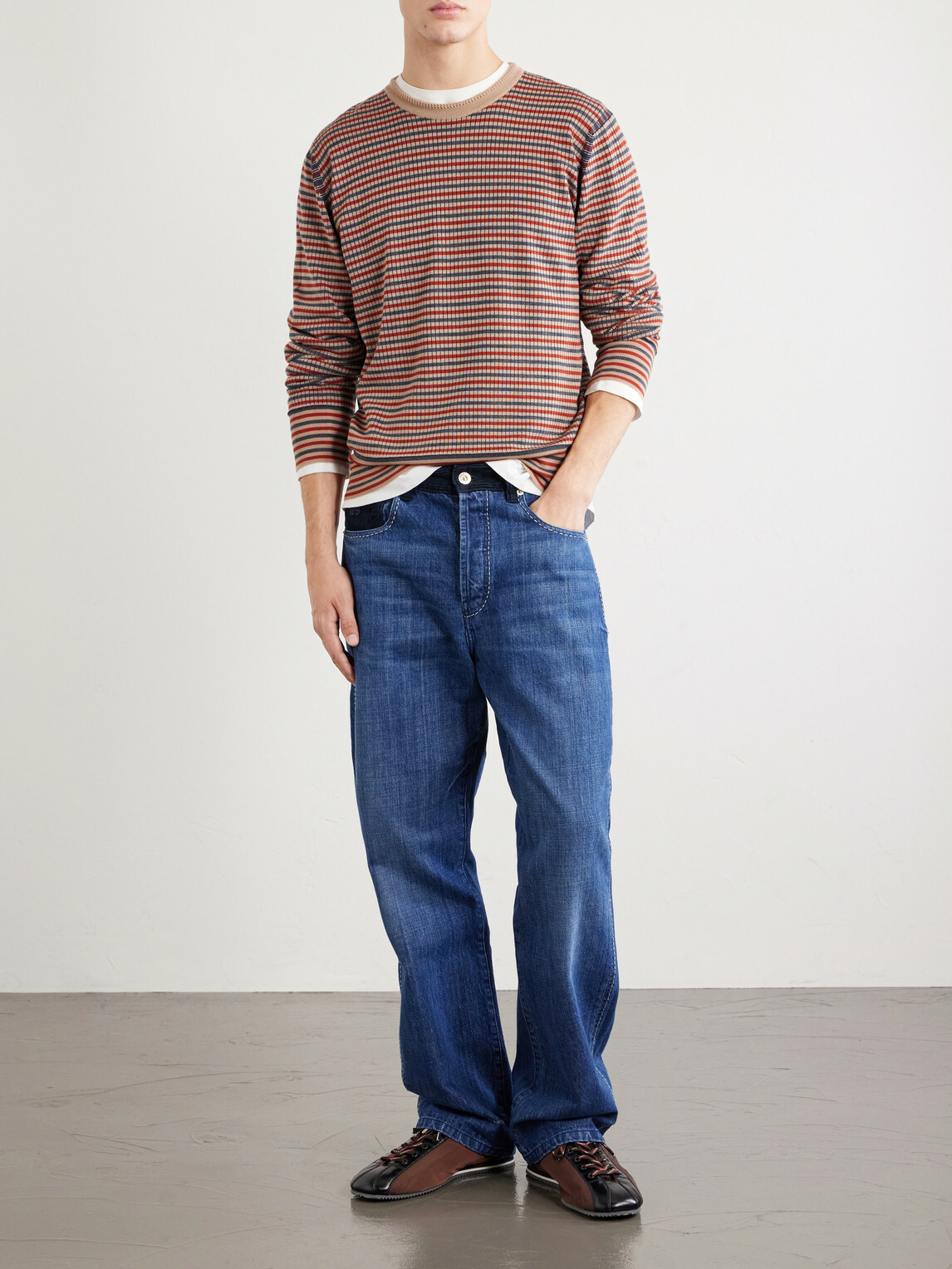 Wales Bonner - Chant Striped Merino Wool Sweater - Brown