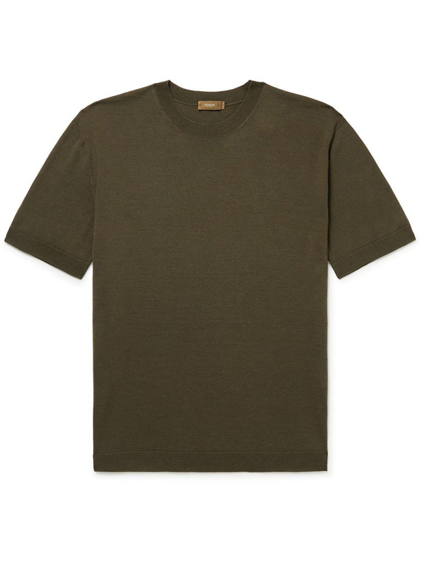 Photo: Agnona - Wool and Silk-Blend T-Shirt - Green