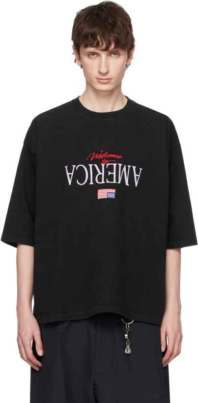 Photo: WILLY CHAVARRIA Black 'Welcome To America' Buffalo T-shirt