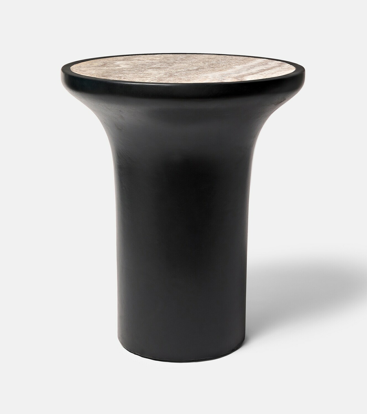 101 Copenhagen Trumpet Tall travertine side table