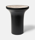101 Copenhagen Trumpet Tall travertine side table