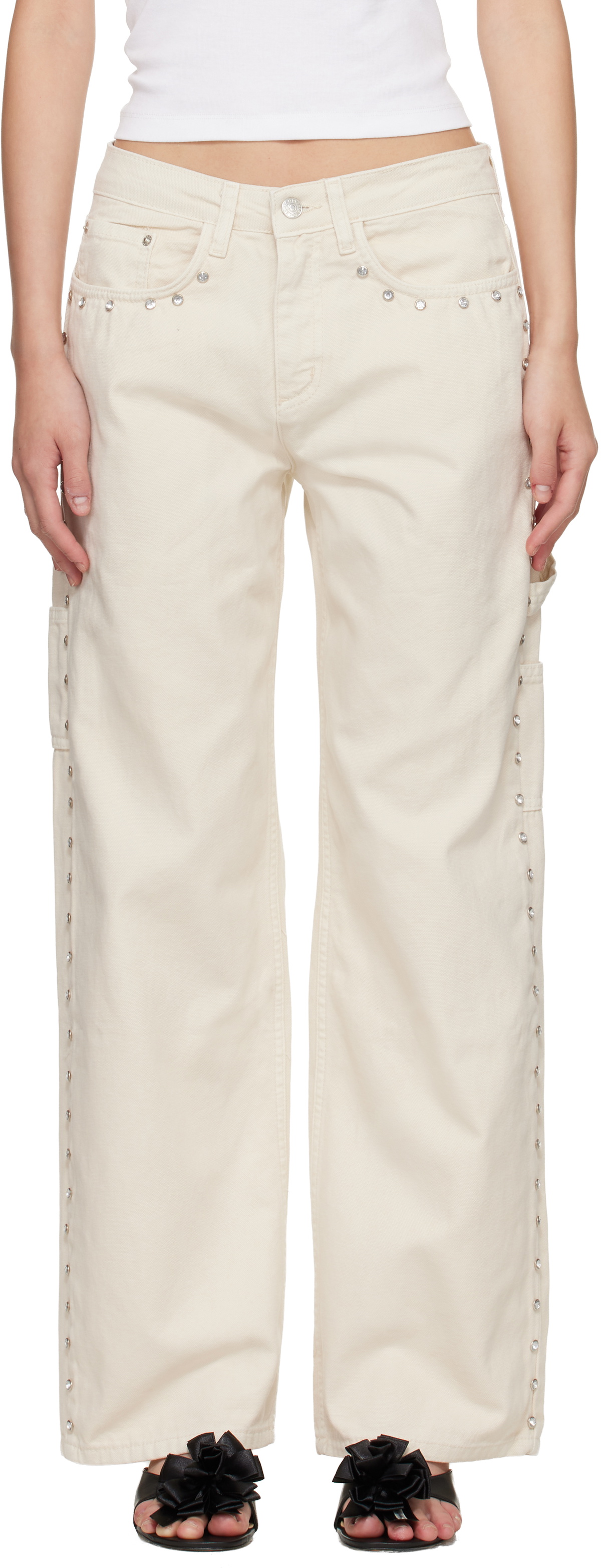 Sandy Liang Off-White Dixie Cargo Pants
