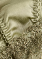 Fleur OF England Arianna Embroidered Silk-blend Satin Thong Sage