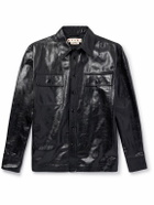 Marni - Logo-Embroidered Glossed-Leather Overshirt - Black