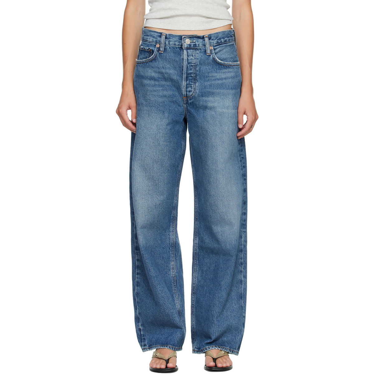 AGOLDE Blue Low Slung Baggy Jeans