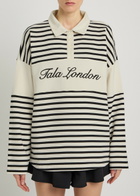 Tala Rugby Striped Cotton-blend Polo Jumper Ivory