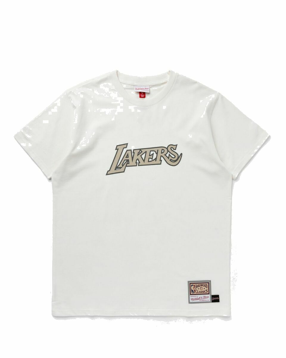 Photo: Mitchell & Ness Nba Cream Ss Tee Lakers White - Mens - Shortsleeves