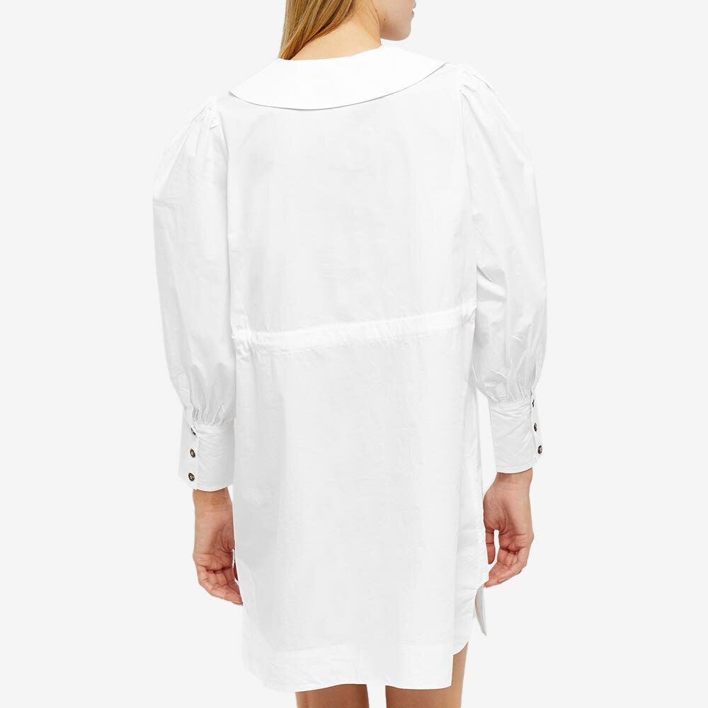 GANNI Women's Cotton Poplin V-Neck Mini Dress in Bright White GANNI