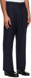 LE17SEPTEMBRE Navy Pleat Belted Trousers
