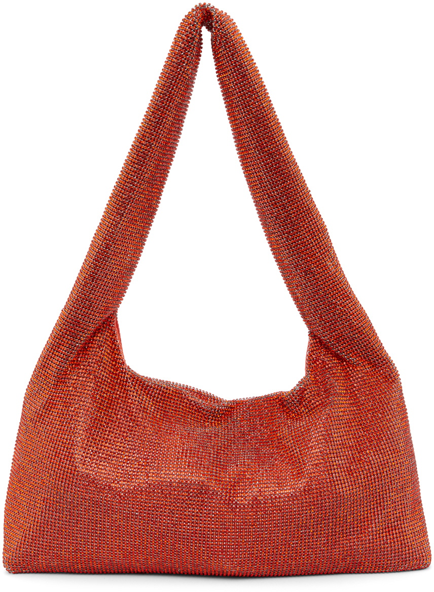 KARA Orange Crystal Mesh Armpit Bag Kara KARA Orange Crystal Mesh Armpit Bag Kara