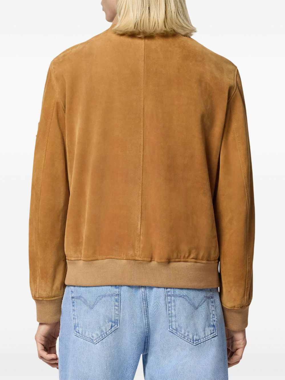 Versace Brown Logo-Debossed Suede Jacket