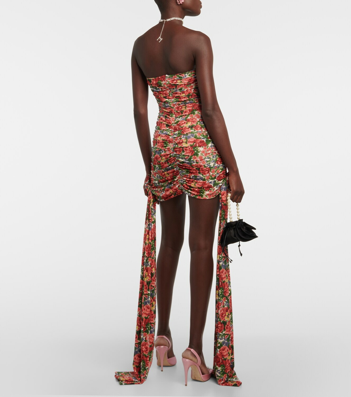 MAGDA BUTRYM Ruched floral-print stretch-jersey bustier gown