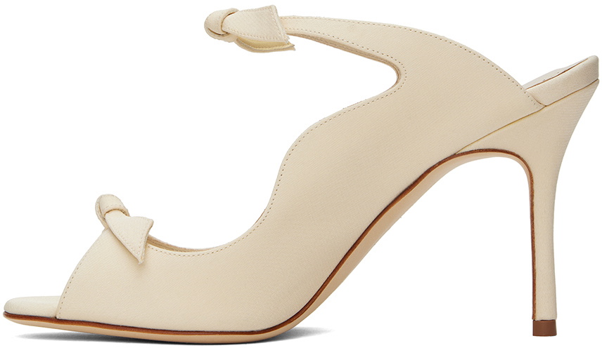 Manolo Blahnik Beige Leather Stiletto Heel Sandals