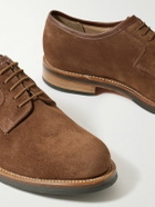 Grenson - Camden Leather-Trimmed Suede Derby Shoes - Brown