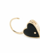 Yvonne Léon 9K Yellow Gold Creole Cadenas Coeur Onyx Single Drop Earring