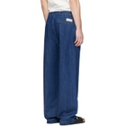 Merz b. Schwanen Blue 1940s Cotton Denim High Rise Wide Leg Chino Jeans