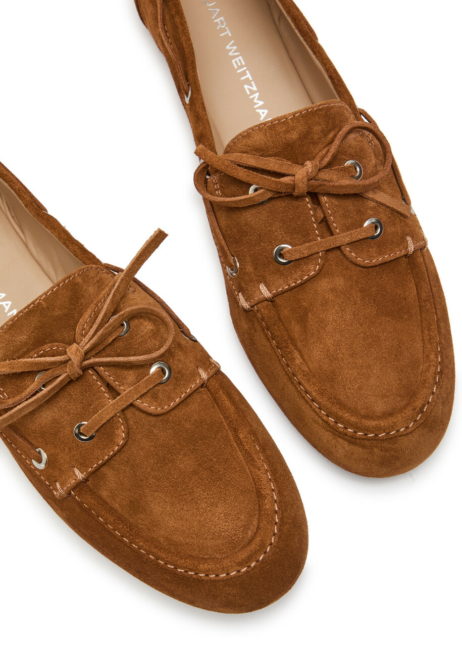 Stuart Weitzman Tinsley Moccasin Suede Loafers Brown