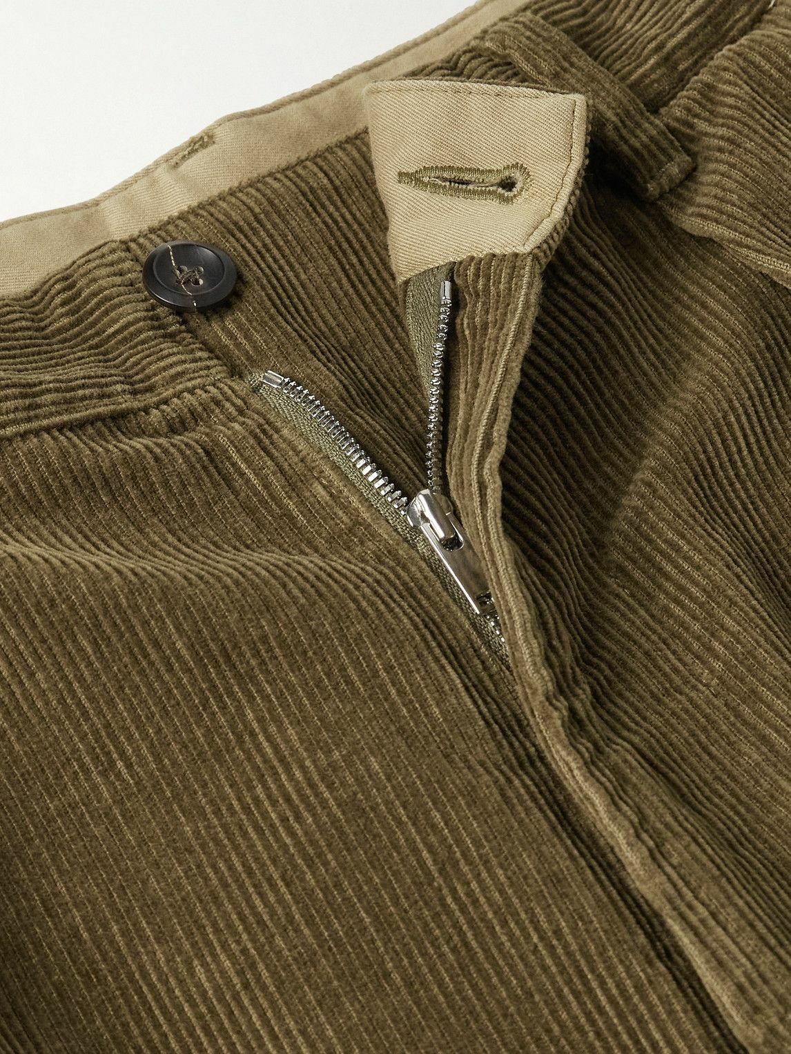 Drake's - Games Tapered Pleated Cotton-Corduroy Trousers - Green