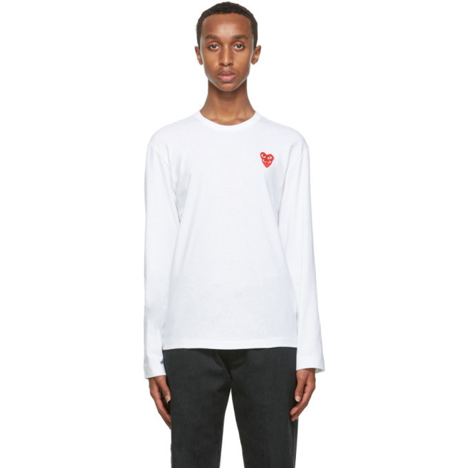 Photo: Comme des Garcons Play White Double Heart Long Sleeve T-Shirt