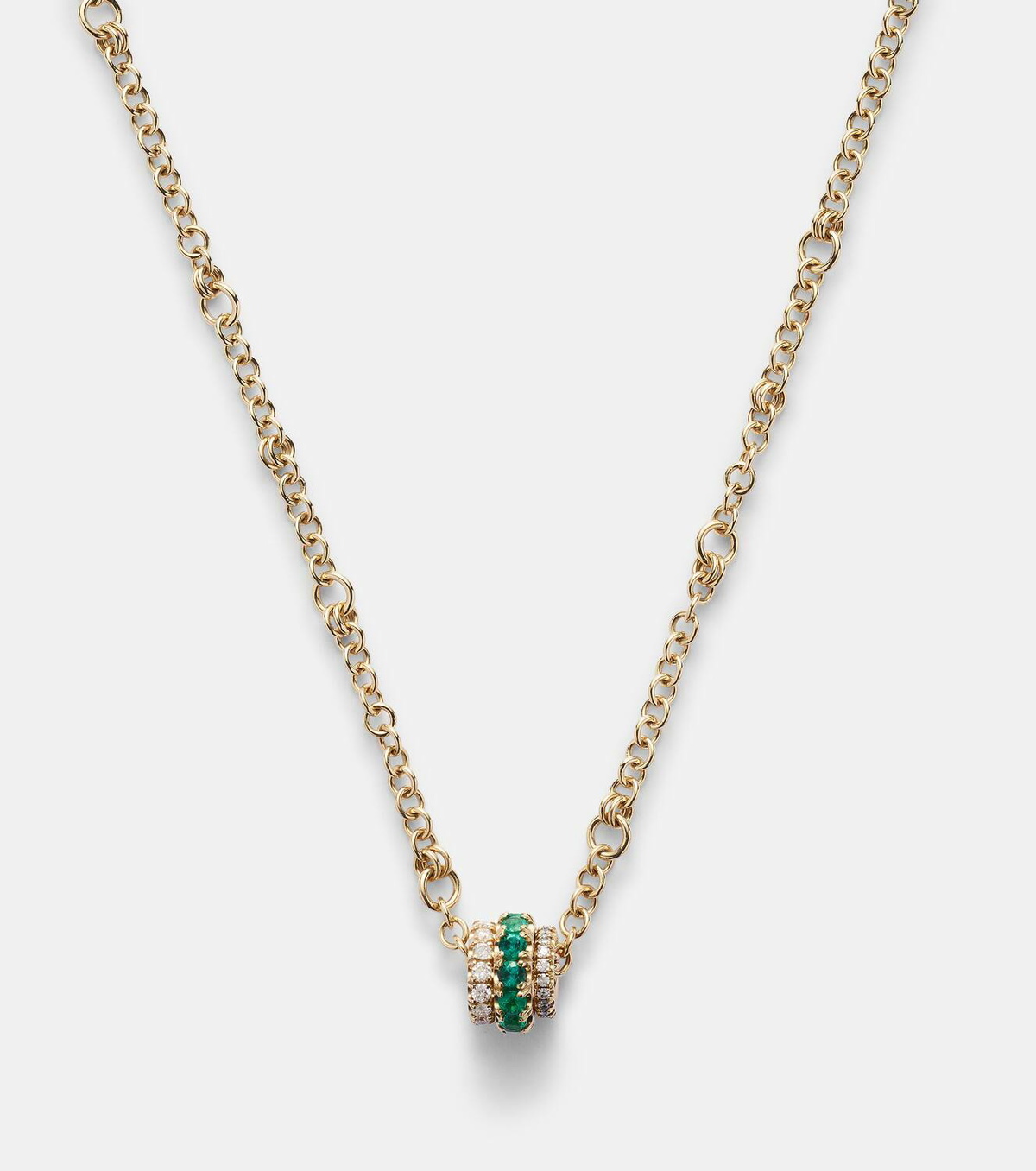Spinelli Kilcollin Gravity 18kt gold chain necklace with diamond and emerald