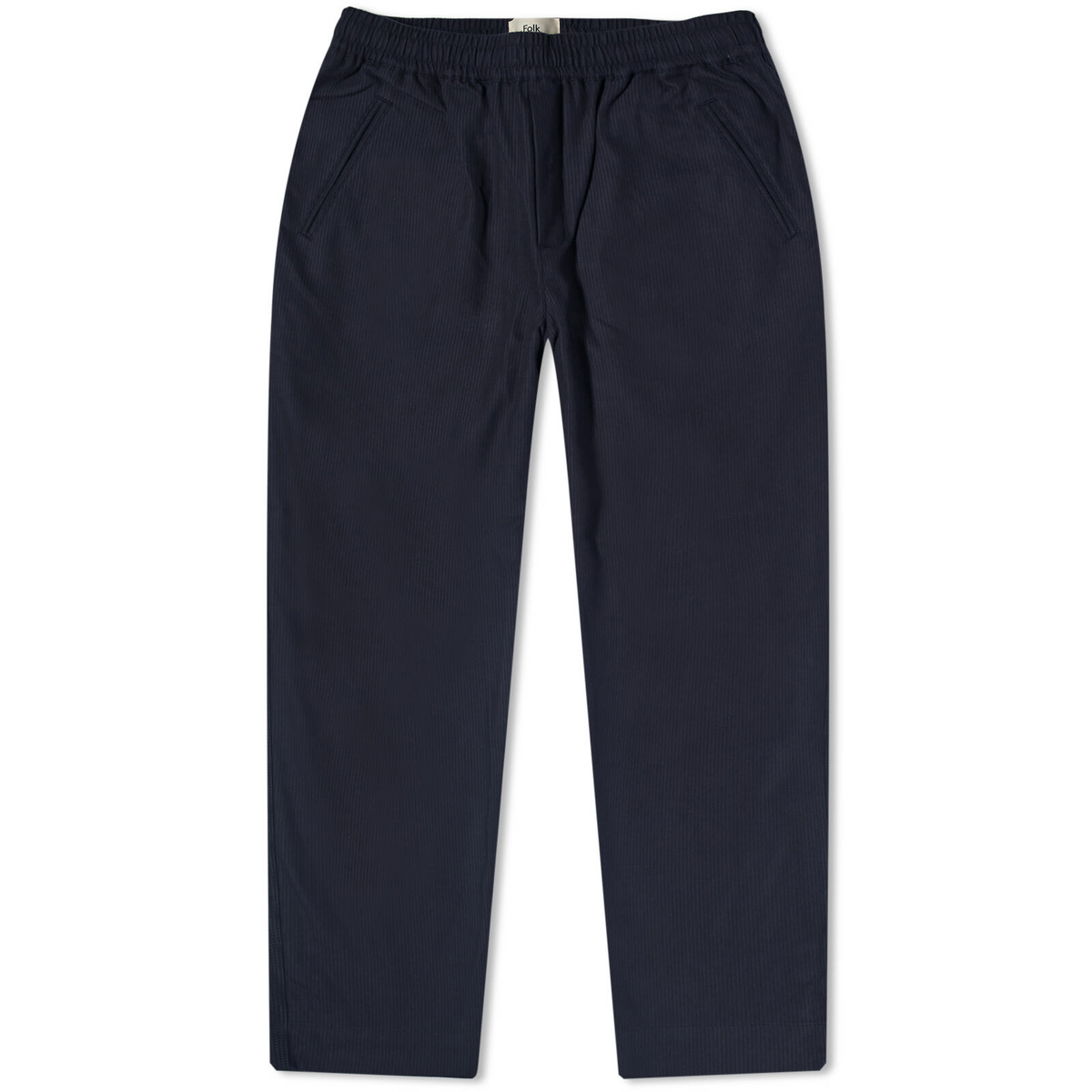 Folk Men's Drawcord Assembly Pant in Navy Shadow Stripe Folk