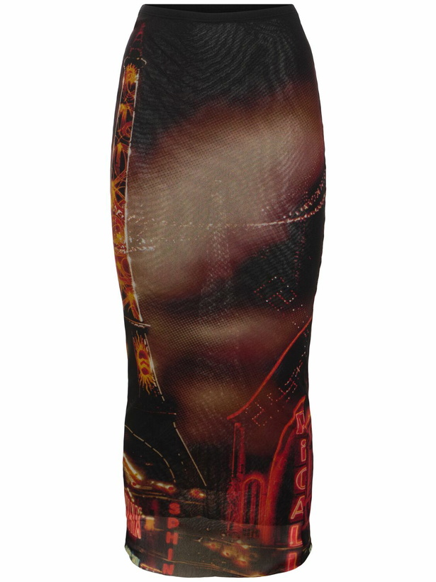 Photo: JEAN PAUL GAULTIER Pigalle Printed Mesh Long Skirt