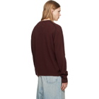 Maison Margiela Burgundy Virgin Wool Crewneck Sweater