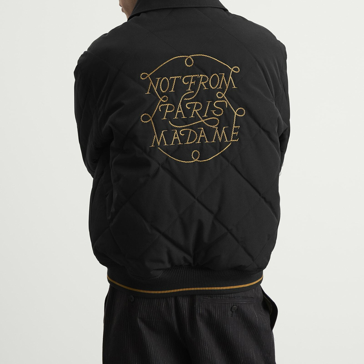 Drôle de Monsieur Men's Braided Slogan Jacket in Black