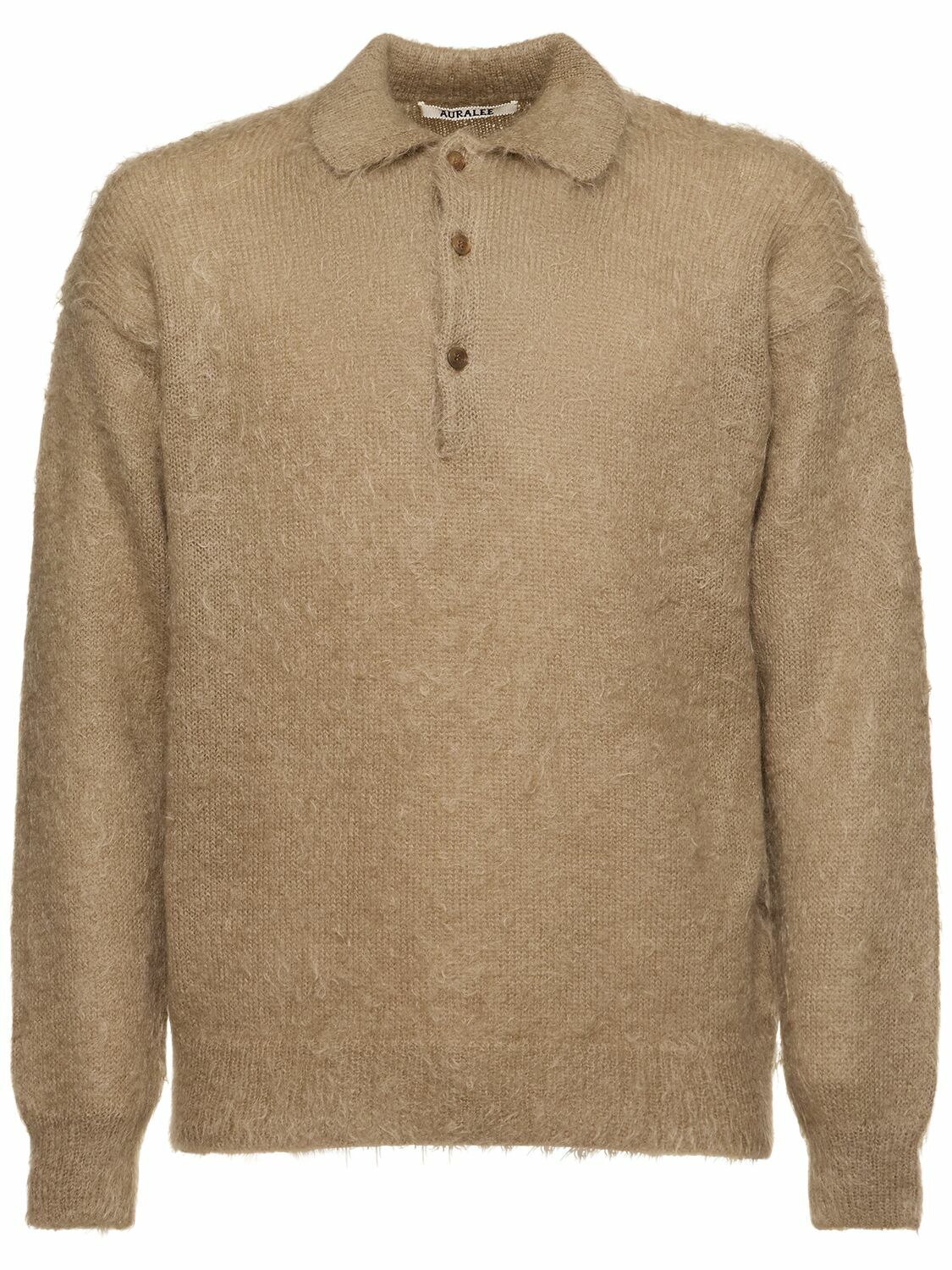 AURALEE Brushed Super Kid Mohair Blend Knit Polo Auralee