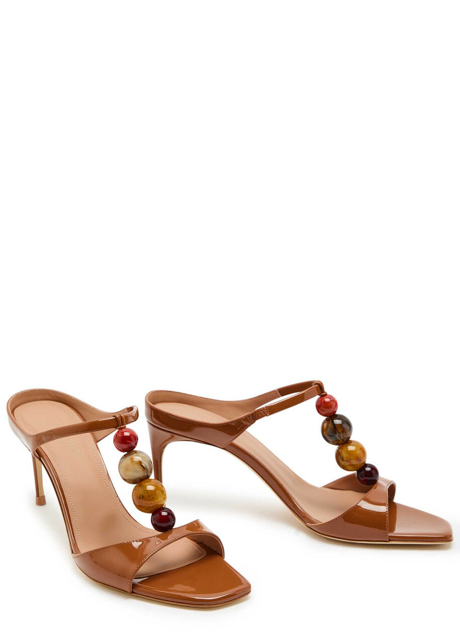 Malone Souliers Lena 70 Patent Mules Caramel