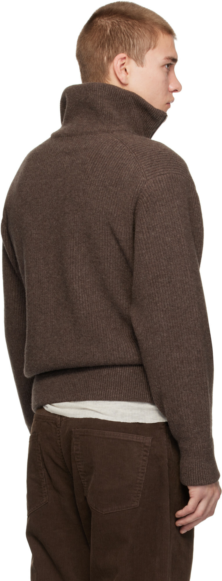 ssstein Brown Extra Fine Wool Drivers Sweater