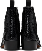 TOM FORD Black Stamped Python Kenneth Chelsea Boots