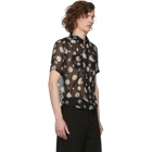 Saint Laurent Black Short Sleeve Flower Shirt